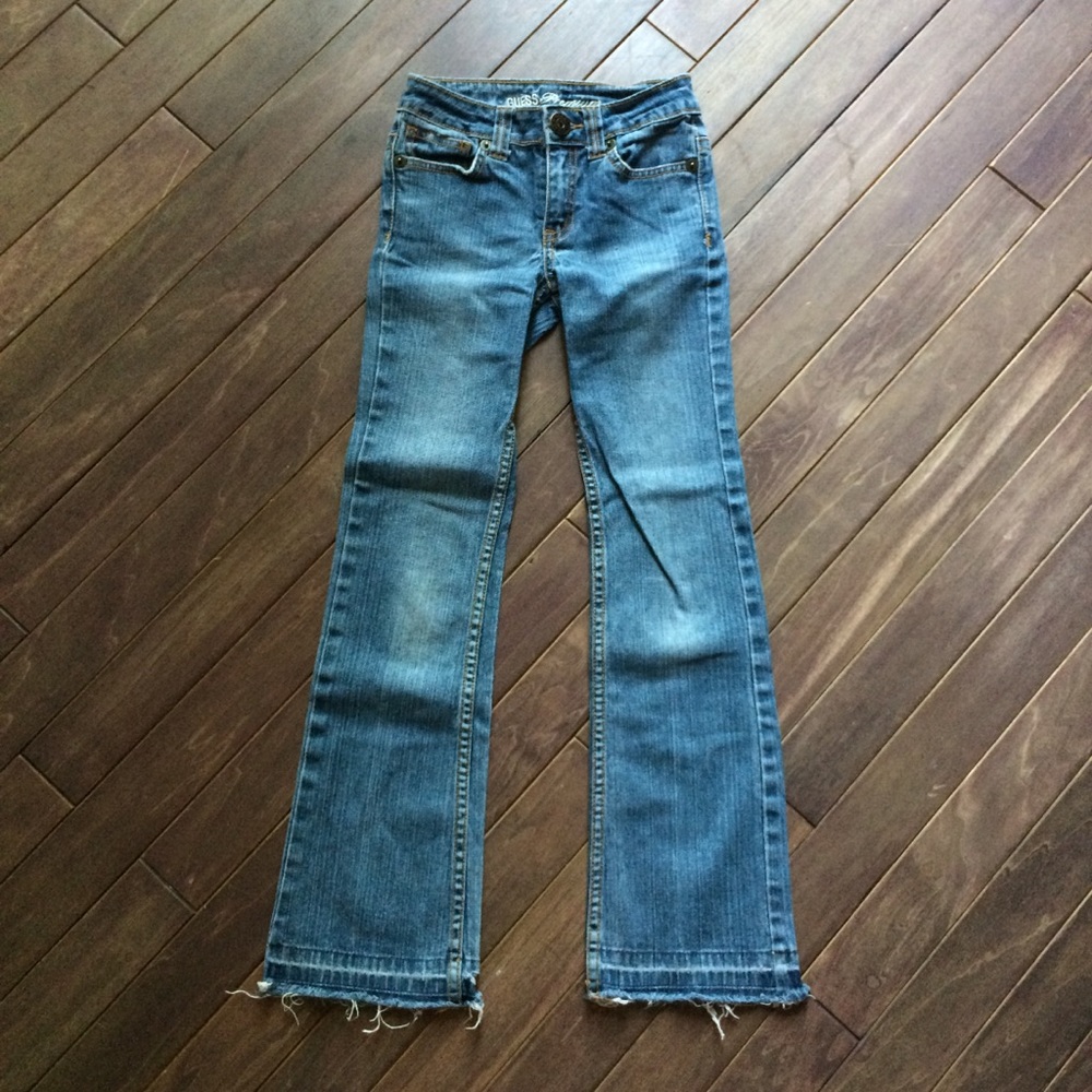 Guess Premium Distressed Bottom Boot Cut Jeans